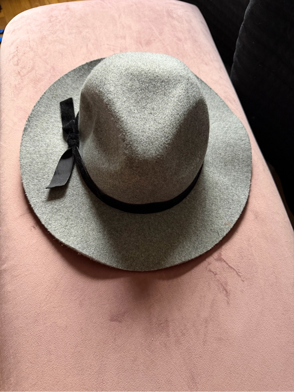 Target Grey Wool-Blend Fedora with Black Ribbon
